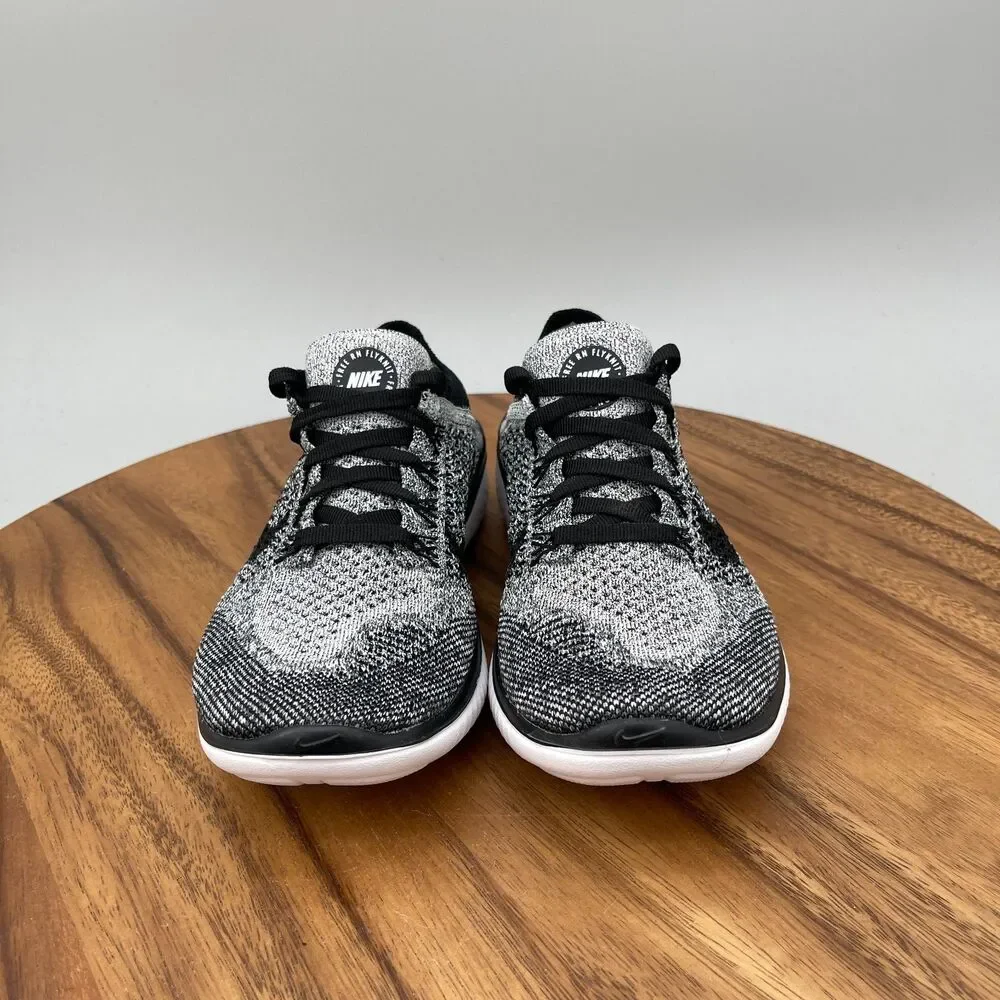 Nike Free RN Flyknit Shoes Womens Size 5 Black Oreo Running Comfort Walking Gym